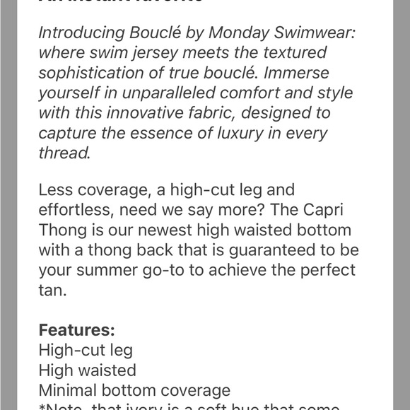 Capri Thong - Ivory Boucle - Picture 4 of 7